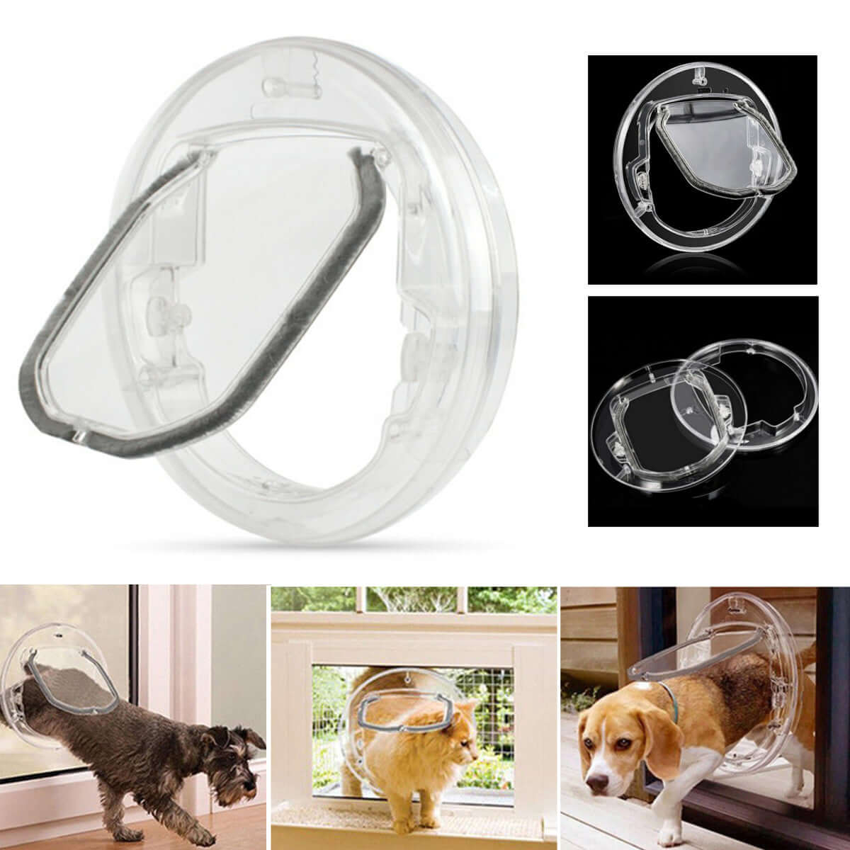 Round Transparent Pet Door - Dog and Cats