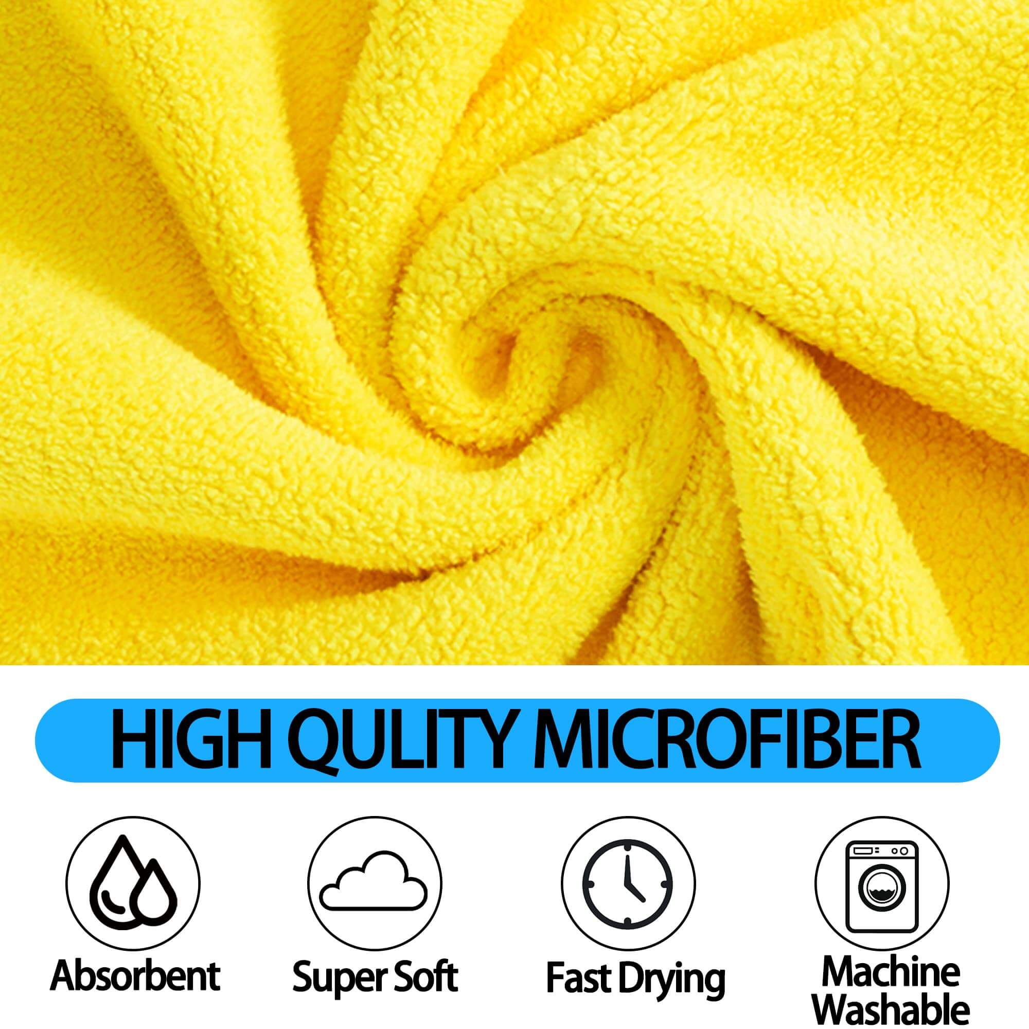 Pet Microfiber Towel Yellow - Dogs and Cats