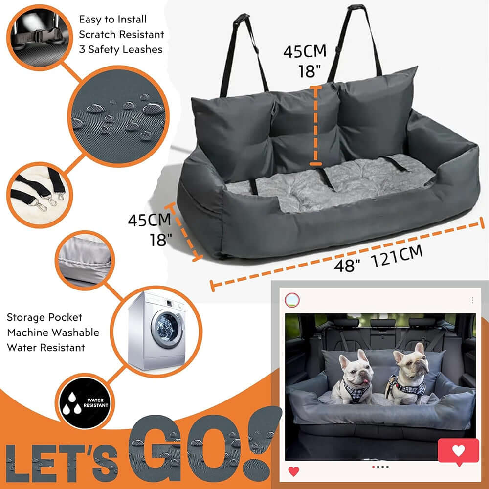 Pet Car Rear Seat Bed- Dogs and Cats