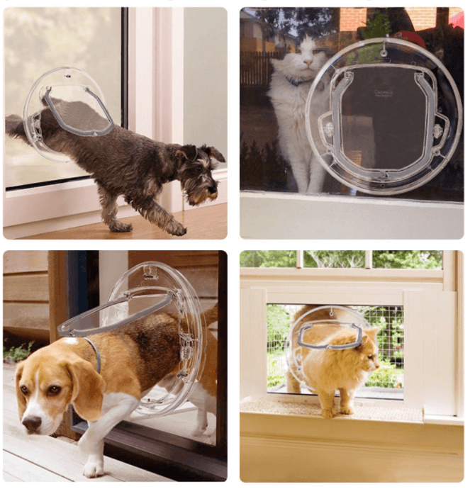 Round Transparent Pet Door - Dog and Cats