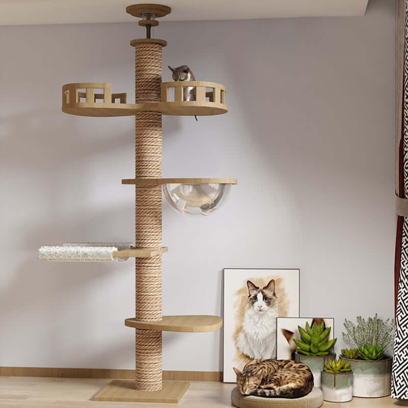 Solid Wood Column Cat Climbing Frame Toy - Cats