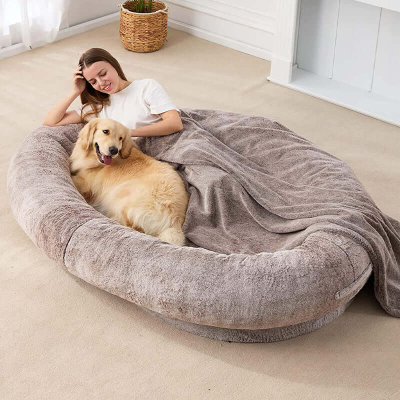 Large Human Short Plush Dog Bed - Dog